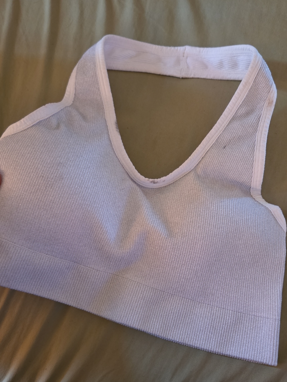 Bombshell Sportswear White Ribbed Halter Sports Bra